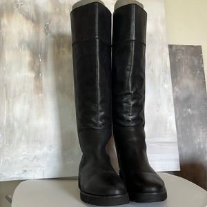 Franco Sarto Black REAL LEATHER back zipper size9.5